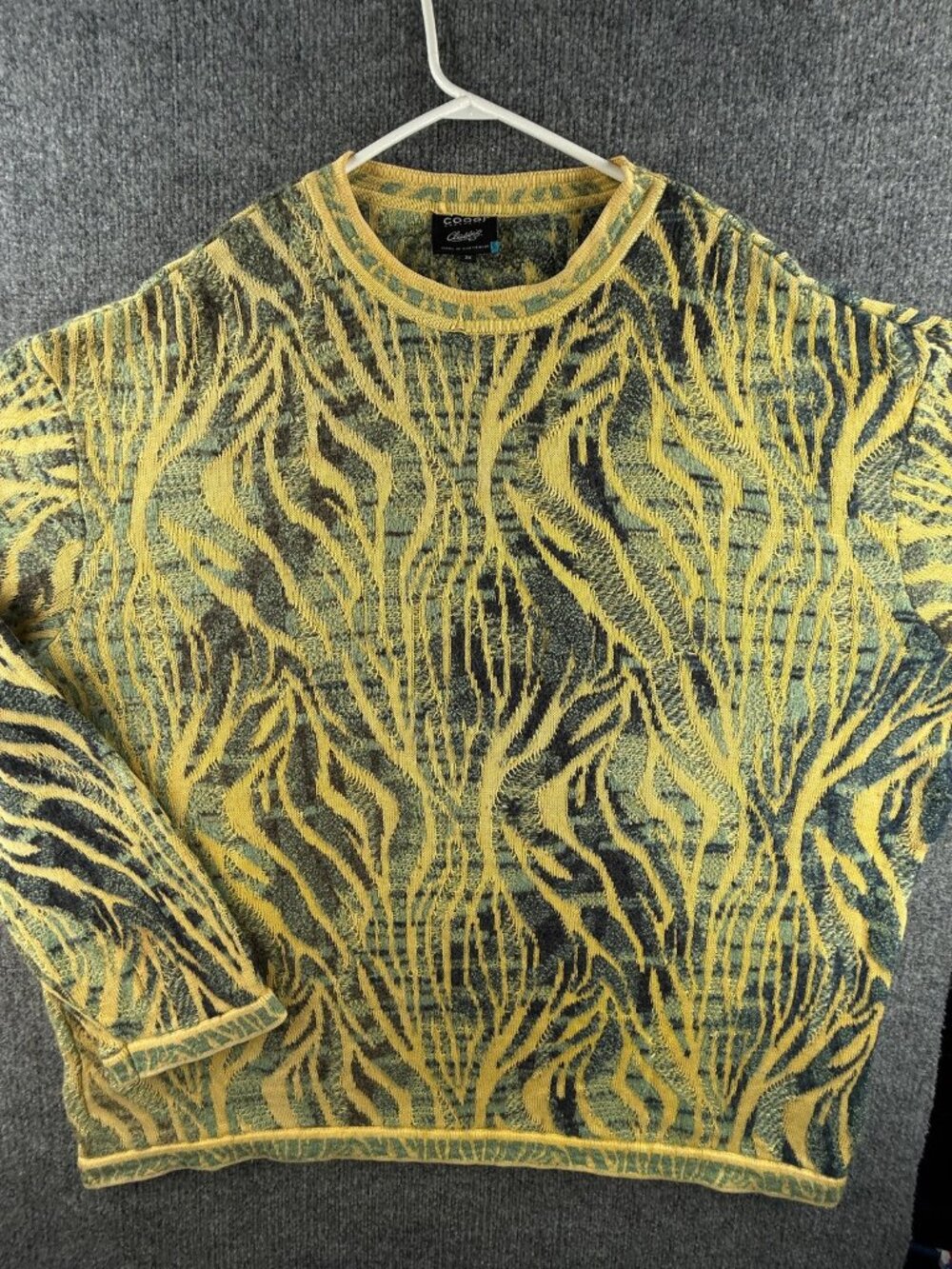 Coogi Classic Australia Mohair Wool 3XL Pullover Yellow Geometric Sweater Knit